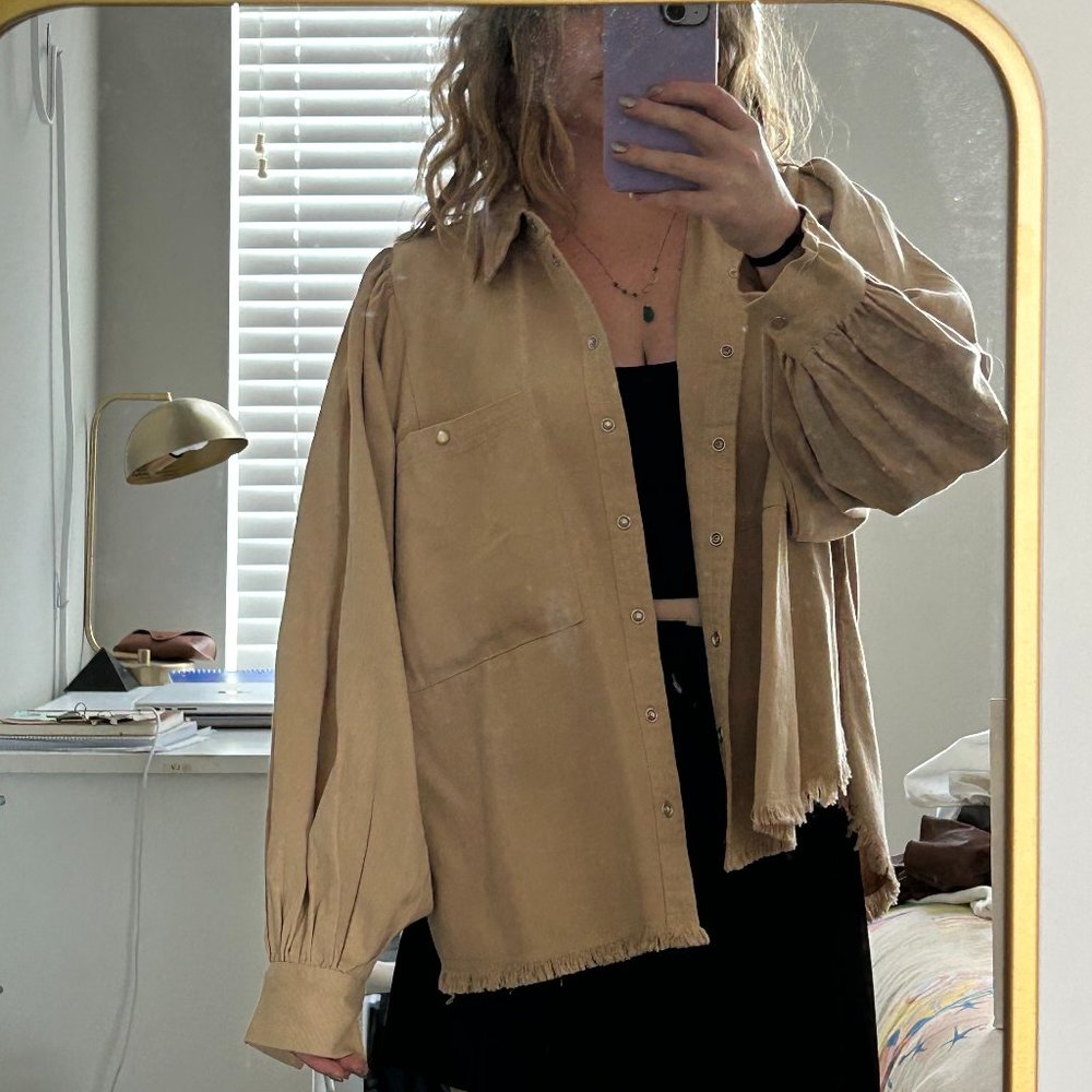 Oversized Khaki Shacket Perfect for Fall